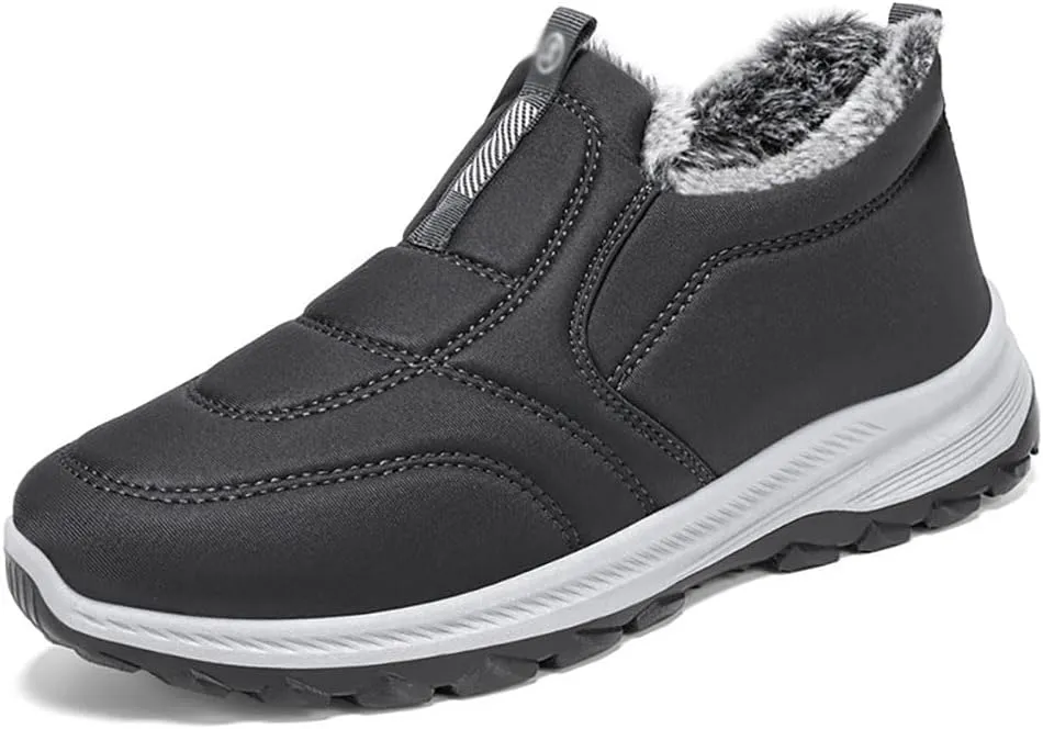 Cubicbee Women's Winter Hiking Slip-on Sneakers High Top Thermal Sneakers Lightweight Outdoor Shoes Waterproof Thermal Fur Lined Booties
