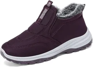 Cubicbee Women's Winter Hiking Slip-on Sneakers High Top Thermal Sneakers Lightweight Outdoor Shoes Waterproof Thermal Fur Lined Booties