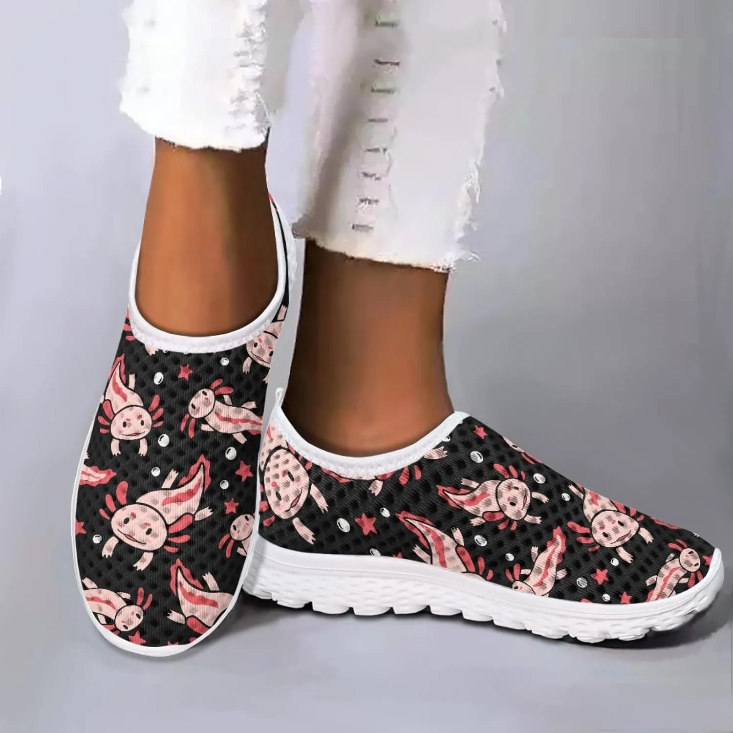 Cumagical Running Shoes Wide Width Breathable White Slip On Sneakers for Women