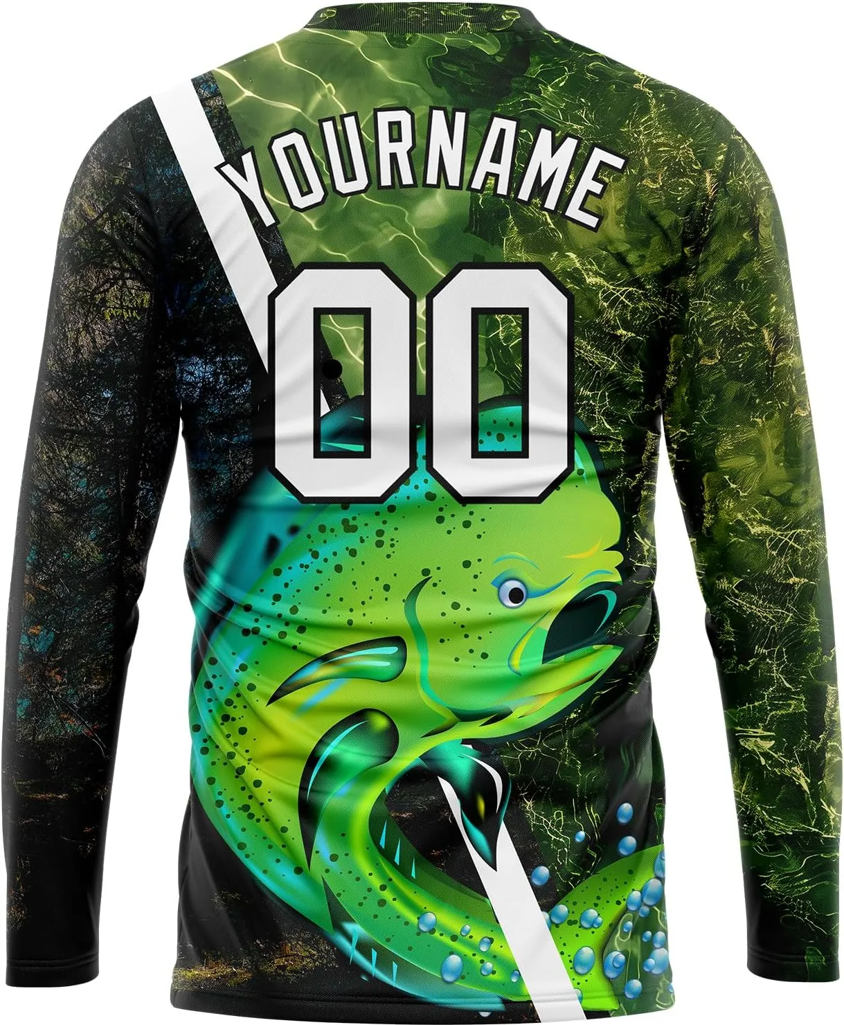 Custom Novelty Fishing Shirt for Men Teens, Long Sleeve Graphic Tees Football Jersey Tops Printed Name/Number