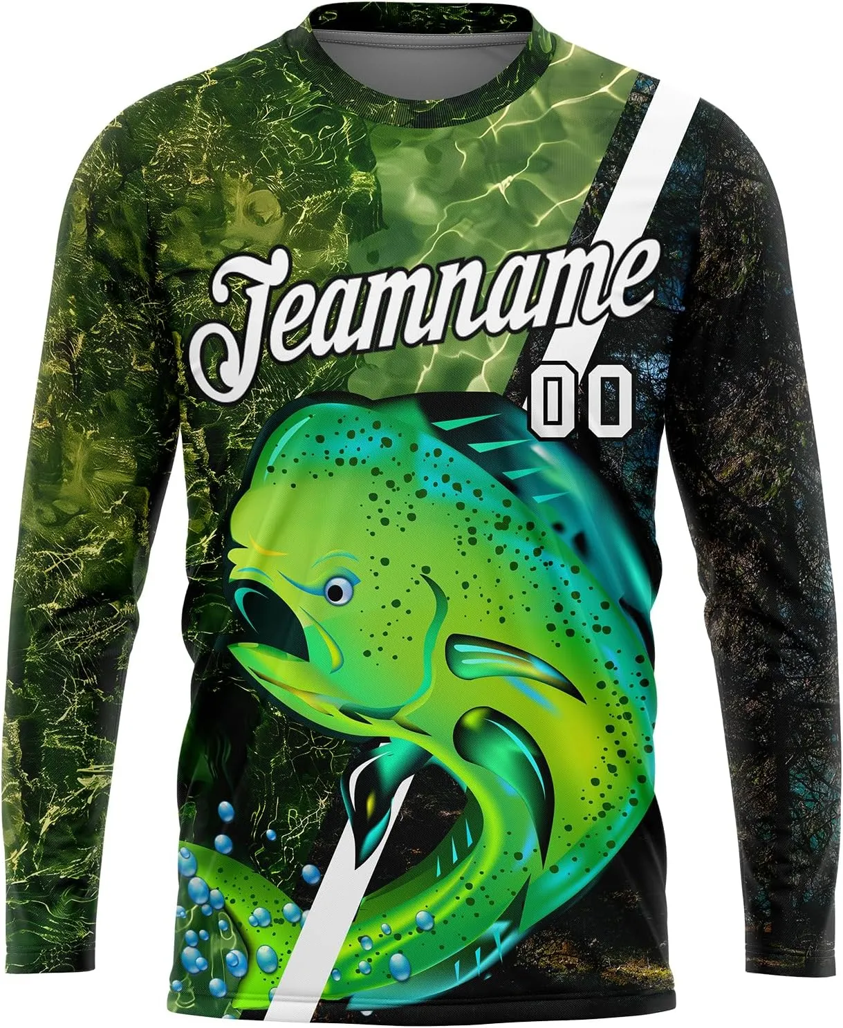 Custom Novelty Fishing Shirt for Men Teens, Long Sleeve Graphic Tees Football Jersey Tops Printed Name/Number