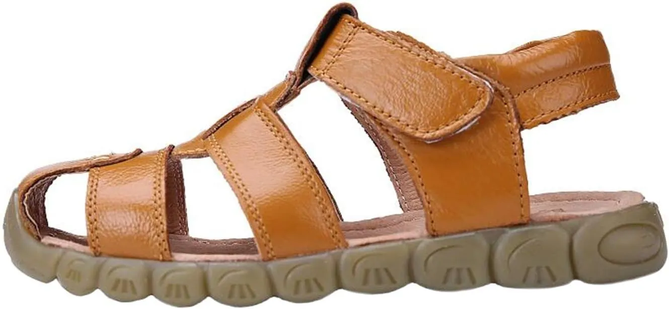 DADAWEN Boy's Girl's Leather Closed Toe Outdoor Sport Sandals (Toddler/Little Kid/Big Kid)