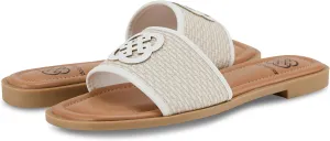 Daisy Fuentes Women's Slip-On Sandals Zest – Comfortable Design in Denim and Linen, Sizes 6-10