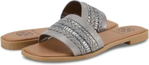 Daisy Fuentes Women's Slip-On Sandals Zina – Comfortable Design in Pewter and Ice, Sizes 6-10