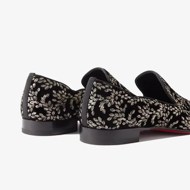 Dandy Chick Grosgrain-Trimmed Embroidered Velour Loafers