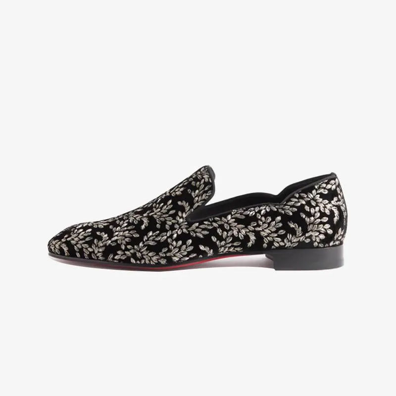 Dandy Chick Grosgrain-Trimmed Embroidered Velour Loafers