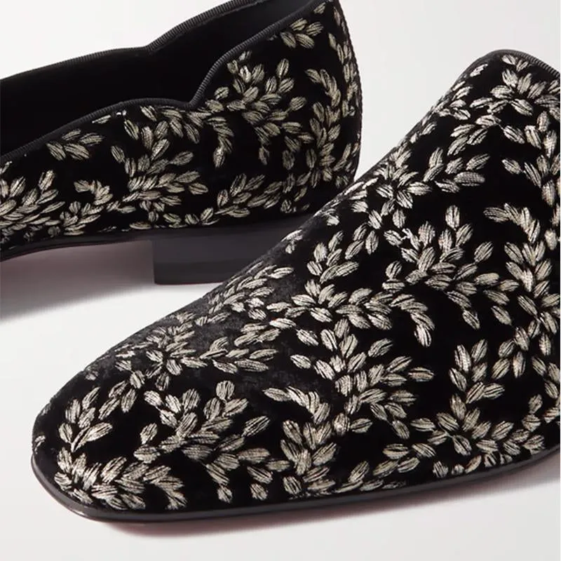 Dandy Chick Grosgrain-Trimmed Embroidered Velour Loafers