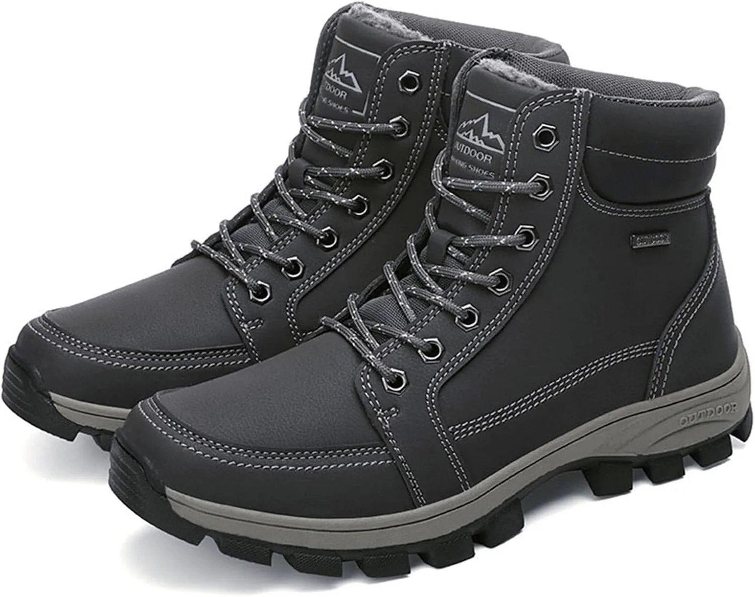 DevilAngel Men's High Top Thermal hiking Shoes,Winter Fashion Leather Waterproof Outdoor Snow Boots?Snow Sports Warm Shoes.