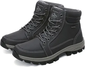 DevilAngel Men's High Top Thermal hiking Shoes,Winter Fashion Leather Waterproof Outdoor Snow Boots?Snow Sports Warm Shoes.