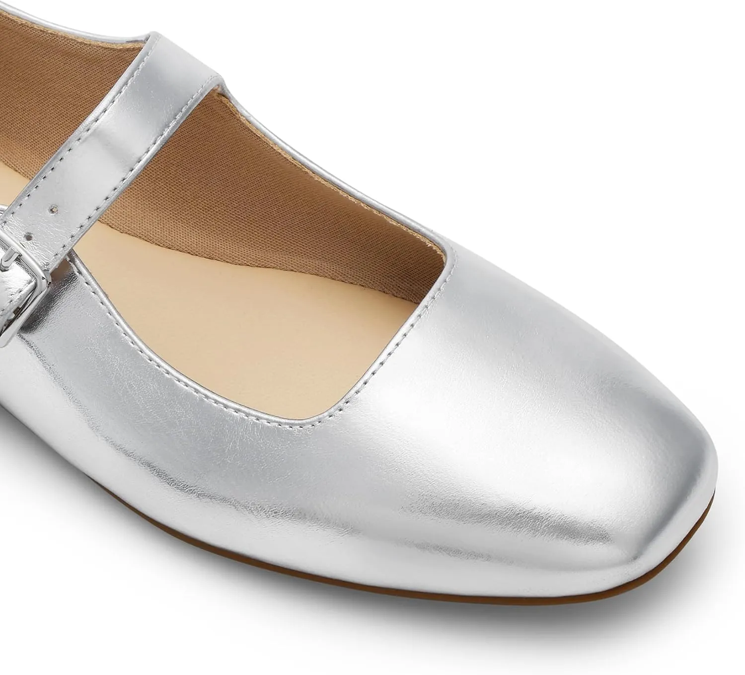 DREAM PAIRS Women's Flats Square Toe Mary Jane Flats Comfortable Casual Slip On Dress Shoes Ballet Flats with Buckle Strap Casual Work Office Mary Jane Shoes