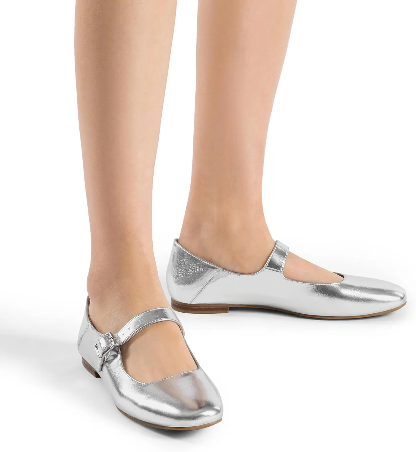 DREAM PAIRS Women's Flats Square Toe Mary Jane Flats Comfortable Casual Slip On Dress Shoes Ballet Flats with Buckle Strap Casual Work Office Mary Jane Shoes