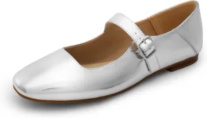 DREAM PAIRS Women's Flats Square Toe Mary Jane Flats Comfortable Casual Slip On Dress Shoes Ballet Flats with Buckle Strap Casual Work Office Mary Jane Shoes