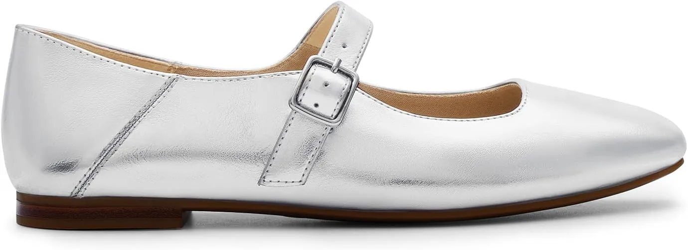 DREAM PAIRS Women's Flats Square Toe Mary Jane Flats Comfortable Casual Slip On Dress Shoes Ballet Flats with Buckle Strap Casual Work Office Mary Jane Shoes