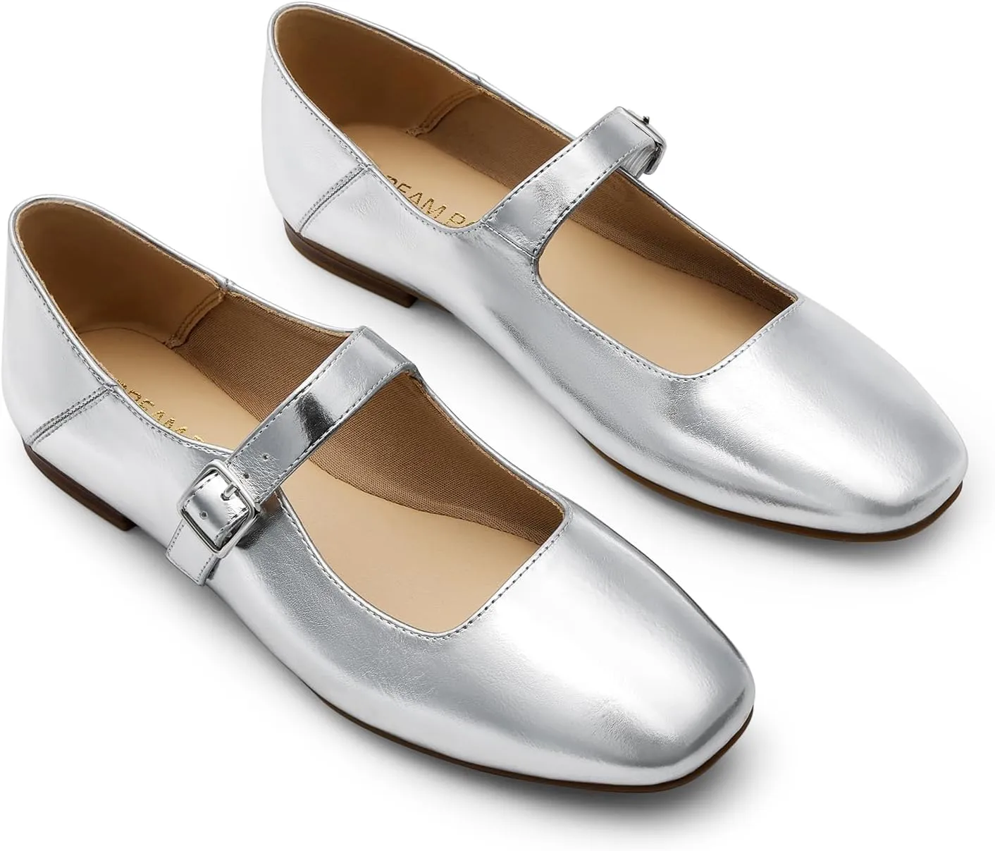 DREAM PAIRS Women's Flats Square Toe Mary Jane Flats Comfortable Casual Slip On Dress Shoes Ballet Flats with Buckle Strap Casual Work Office Mary Jane Shoes