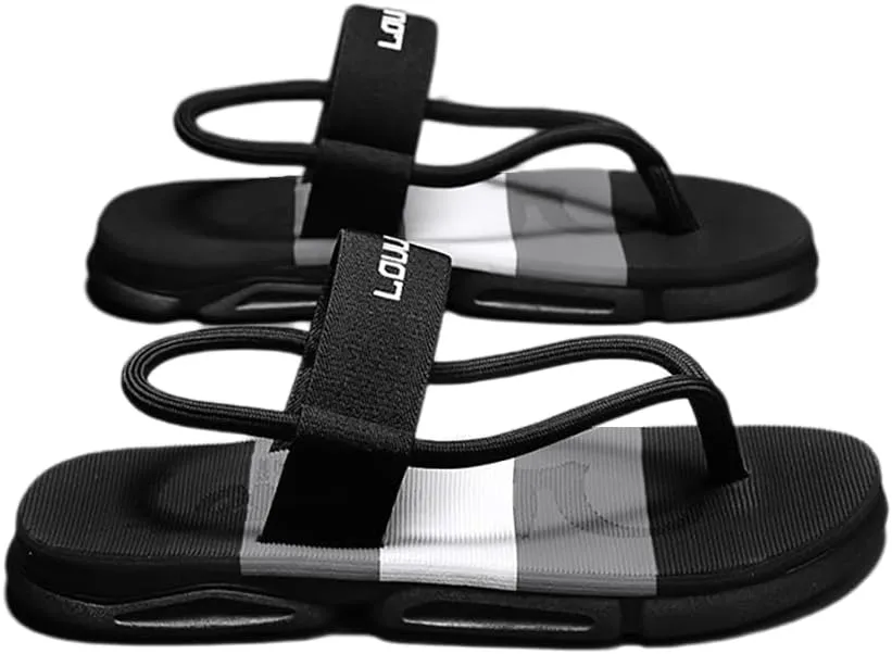 Dual-Purpose Men's Sandals Outdoor Leisure Beach Shoes with Thick Anti-Slip Sole (Black, Adult, Men, 6.5, Numeric, US Footwear Size System, Medium)