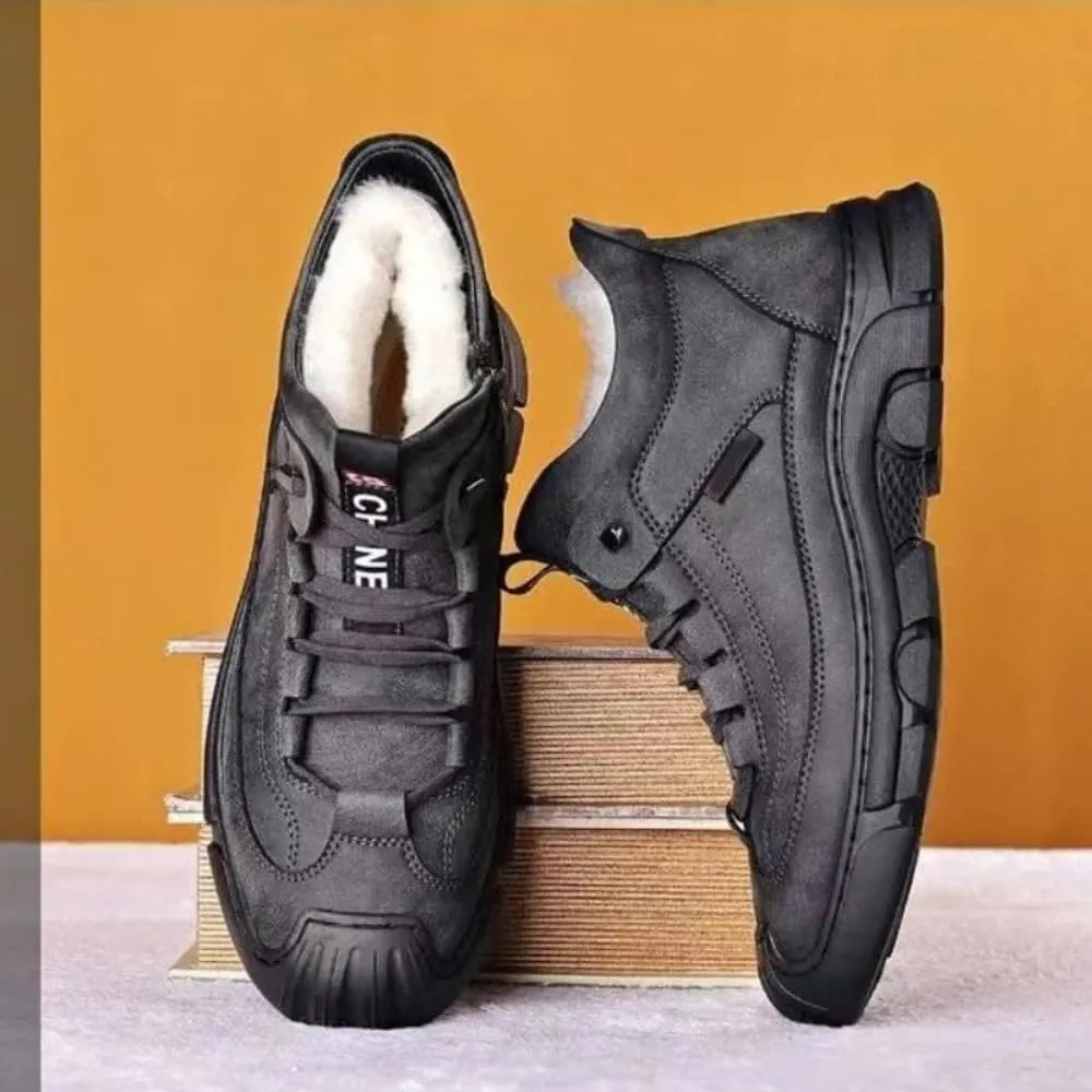 DYJAGYO Men's Wool Warm Boots, Winter Warm Sneakers, Men's Snow Boots, Warm Cotton Shoes, Multifunctional Casual Shoes