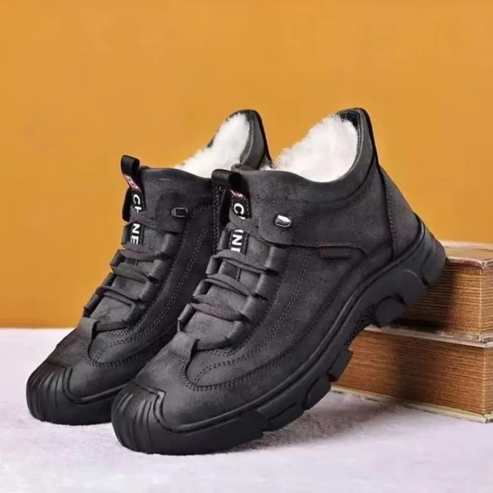 DYJAGYO Men's Wool Warm Boots, Winter Warm Sneakers, Men's Snow Boots, Warm Cotton Shoes, Multifunctional Casual Shoes