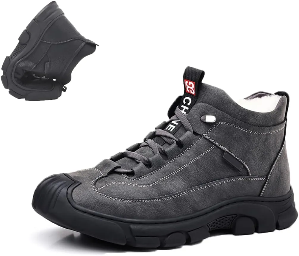 DYJAGYO Men's Wool Warm Boots, Winter Warm Sneakers, Men's Snow Boots, Warm Cotton Shoes, Multifunctional Casual Shoes
