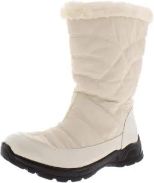 Easy Street Womens Cuddle Quilted Faux Fur Winter Boots Ivory 10 Wide (C,D,W)