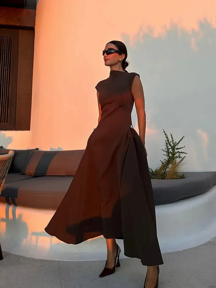 Elegant Pleated A-Line Midi Dress | Off Shoulder High Waist Summer Dress