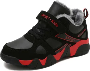 Eliogn Boys Winter Sneakers Faux Fur Ankle Booties Unisex Kids Warm High Top Traines Sport Shoes (Big Kid/Little Kid)