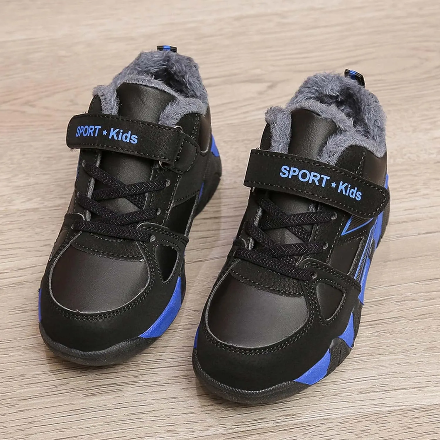 Eliogn Boys Winter Sneakers Faux Fur Ankle Booties Unisex Kids Warm High Top Traines Sport Shoes (Big Kid/Little Kid)