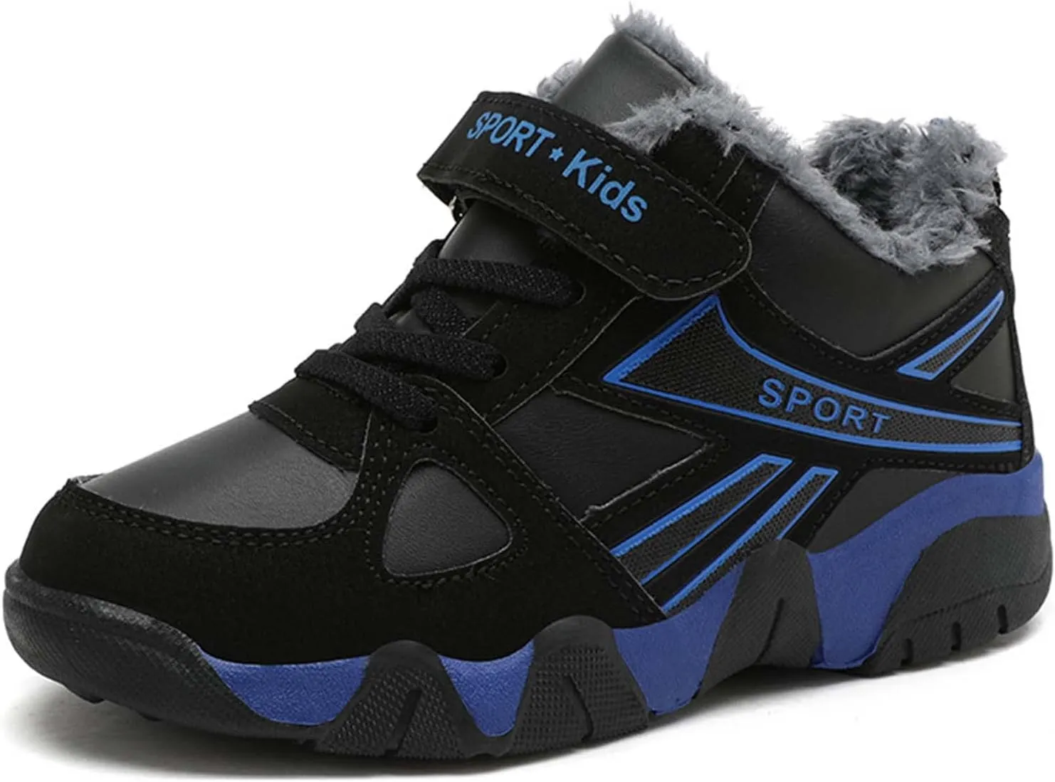 Eliogn Boys Winter Sneakers Faux Fur Ankle Booties Unisex Kids Warm High Top Traines Sport Shoes (Big Kid/Little Kid)