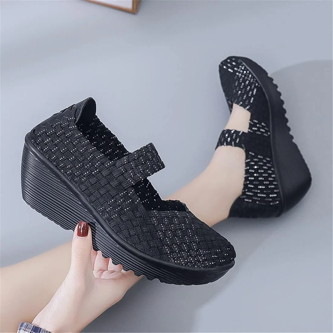 EnllerviiD Women's Wedge Mary Jane Sandals