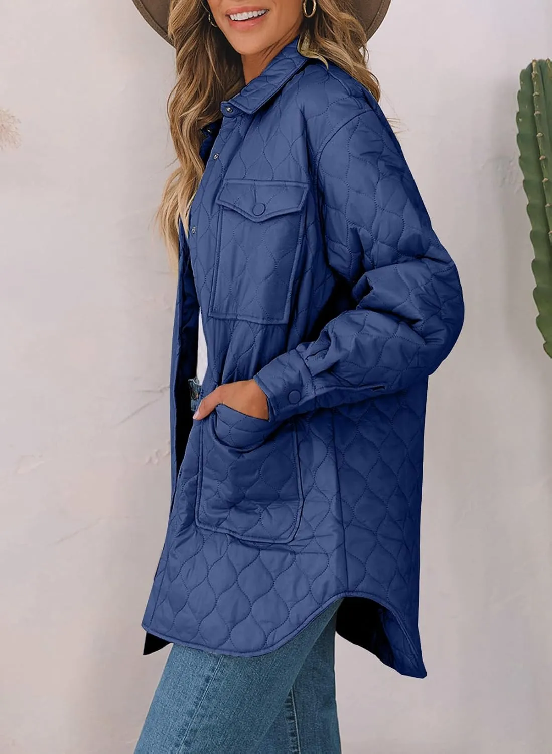 EVALESS Quilted Jackets for Women Lightweight Long Sleeve Button Down Puffer Jacket Warm Winter Coat Outerwear with Pockets