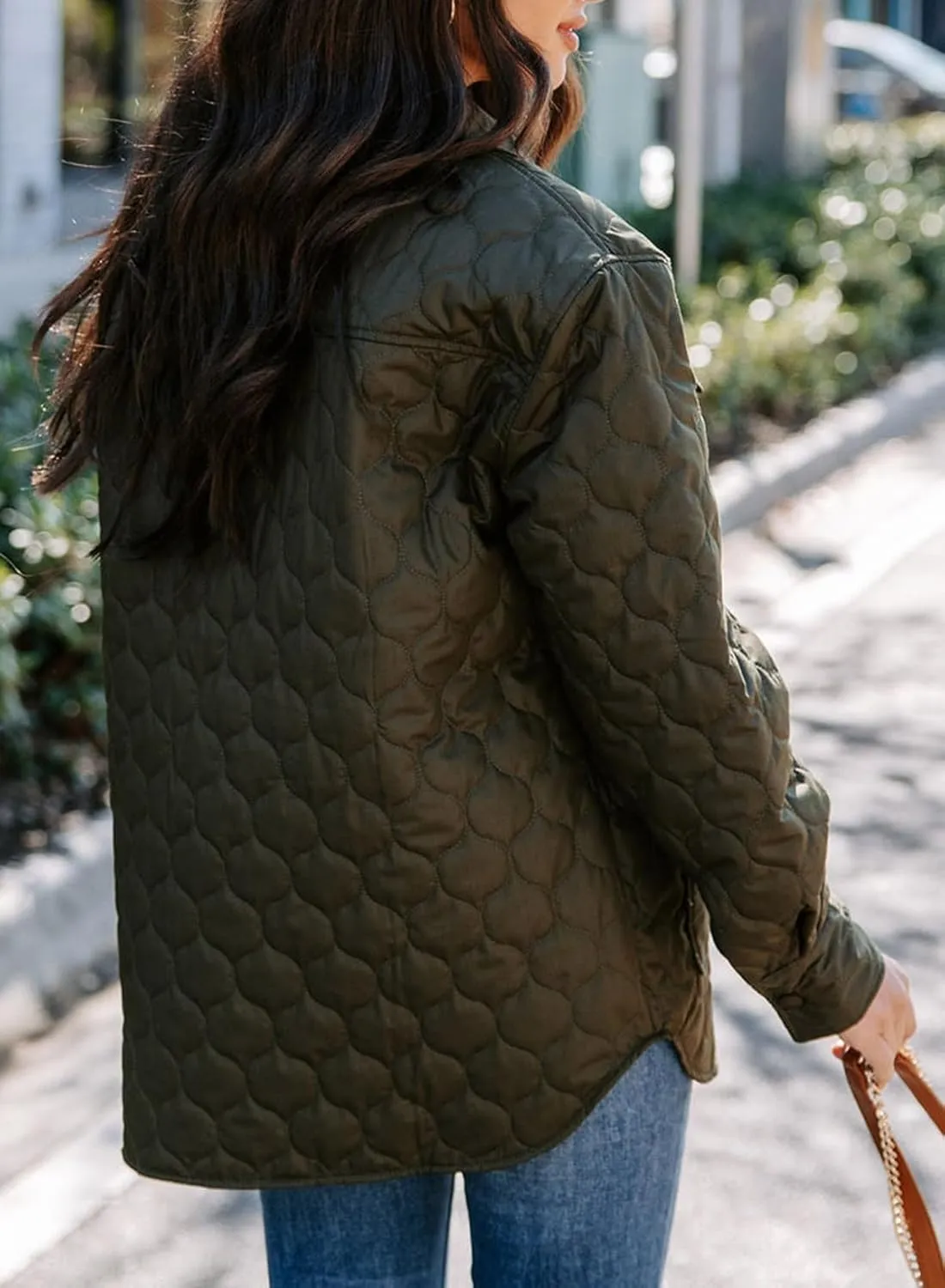 EVALESS Quilted Jackets for Women Lightweight Long Sleeve Button Down Puffer Jacket Warm Winter Coat Outerwear with Pockets