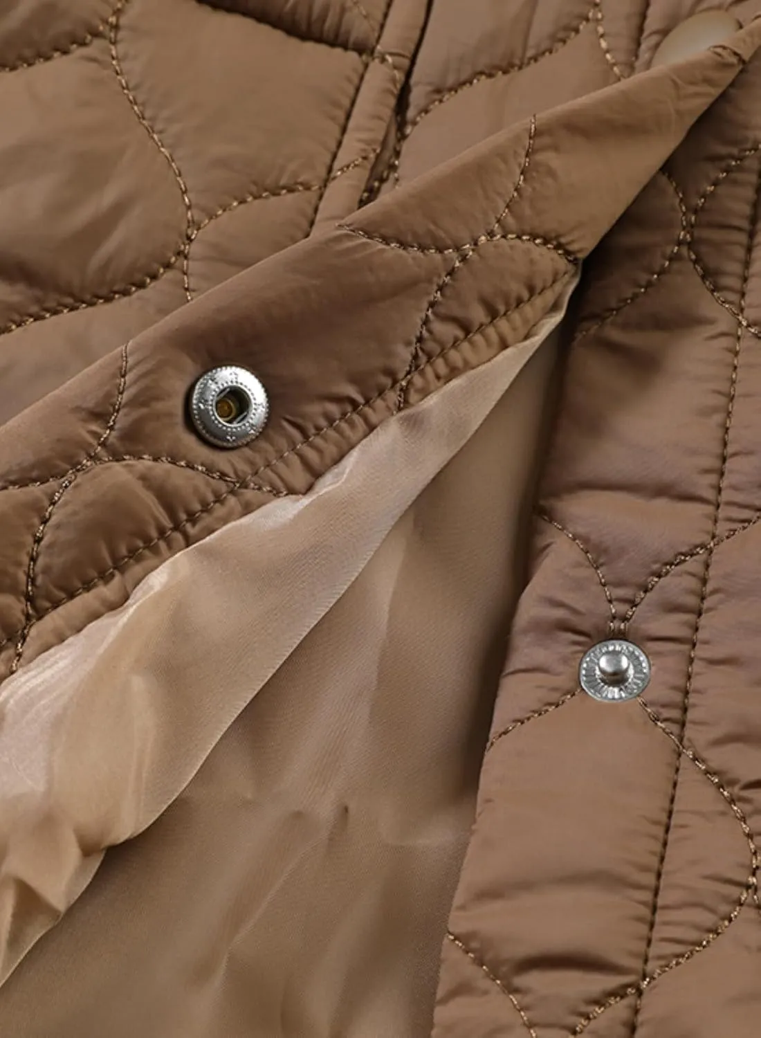 EVALESS Quilted Jackets for Women Lightweight Long Sleeve Button Down Puffer Jacket Warm Winter Coat Outerwear with Pockets
