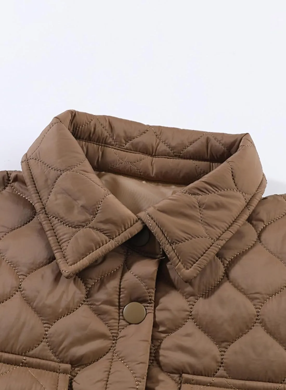 EVALESS Quilted Jackets for Women Lightweight Long Sleeve Button Down Puffer Jacket Warm Winter Coat Outerwear with Pockets