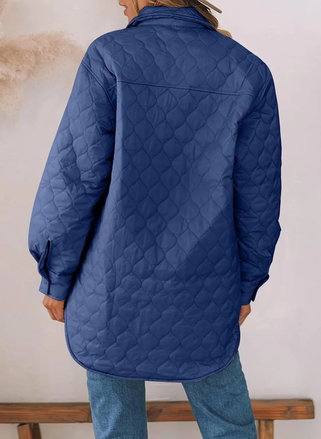 EVALESS Quilted Jackets for Women Lightweight Long Sleeve Button Down Puffer Jacket Warm Winter Coat Outerwear with Pockets