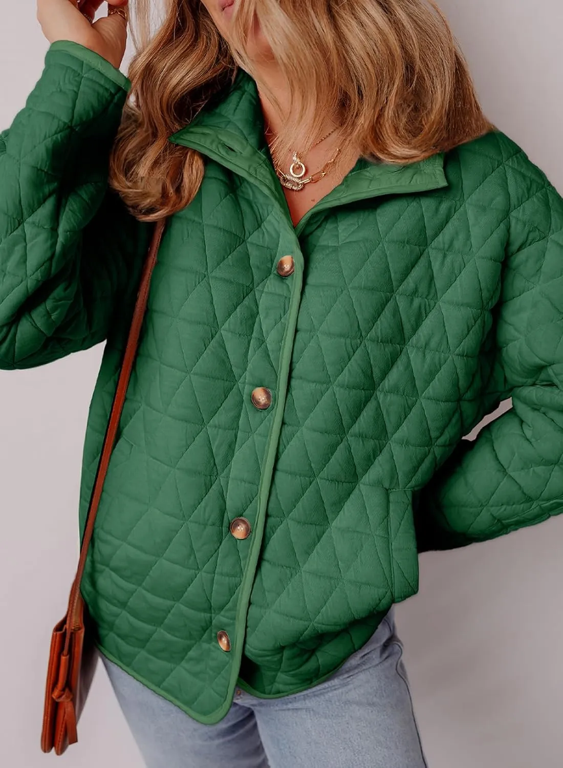 EVALESS Women's Lightweight Diamond Quilted Jacket Casual Winter Open Front Button Down Puffer Coat Outwear Cardigan