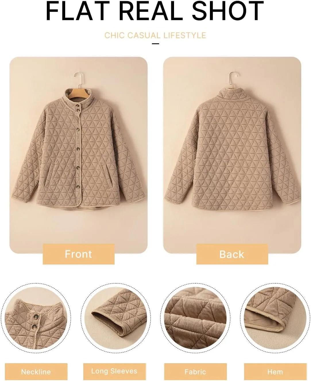 EVALESS Women's Lightweight Diamond Quilted Jacket Casual Winter Open Front Button Down Puffer Coat Outwear Cardigan
