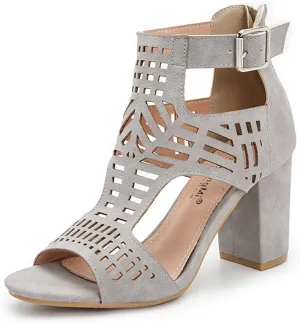 Fashion Peep Toe Booties for Women Cutout Block Heels Sandals Gladiator Summer Mesh Booties
