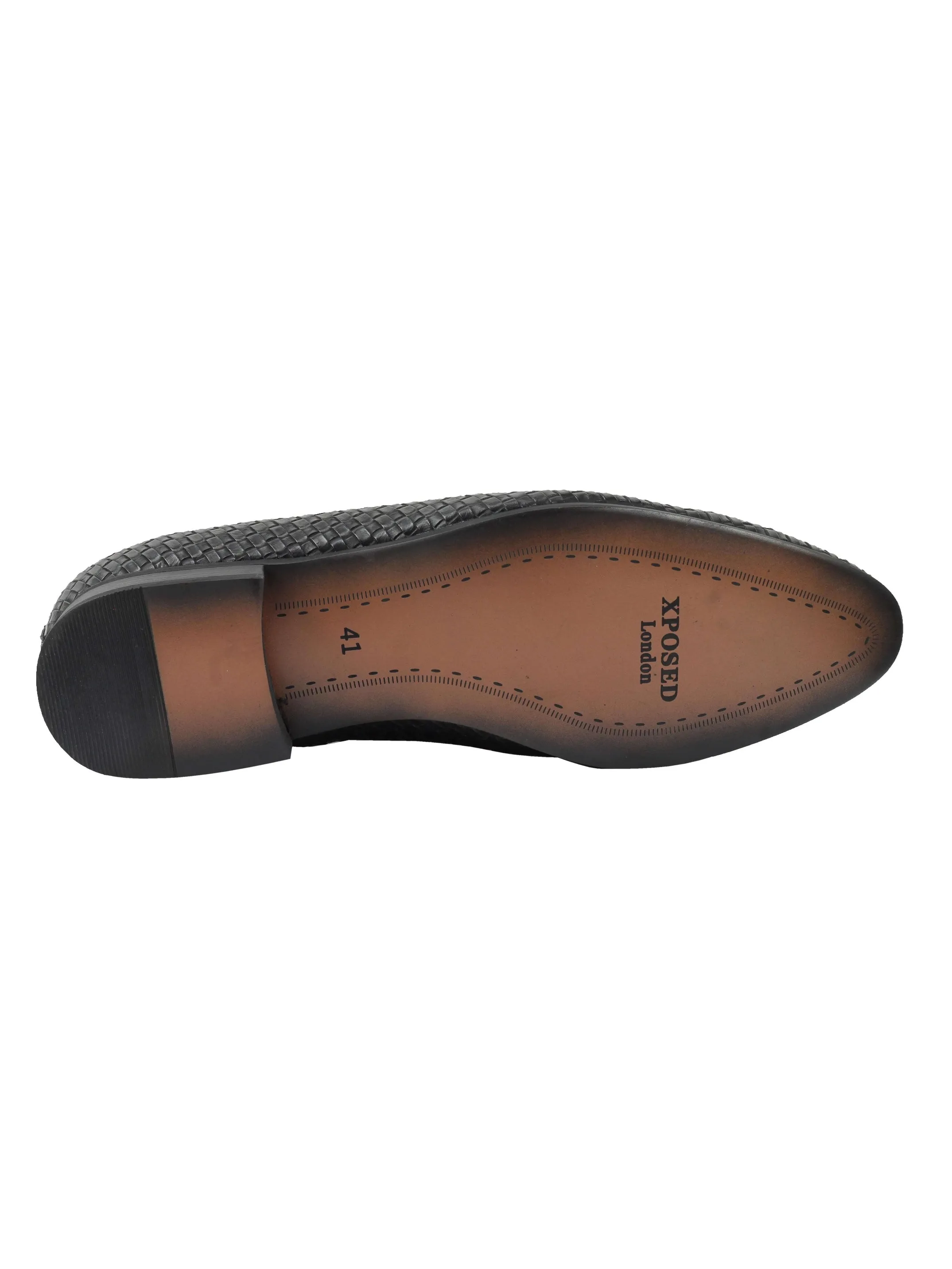 FAUX LEATHER TASSEL MOCCASIN LOAFERS IN BLACK