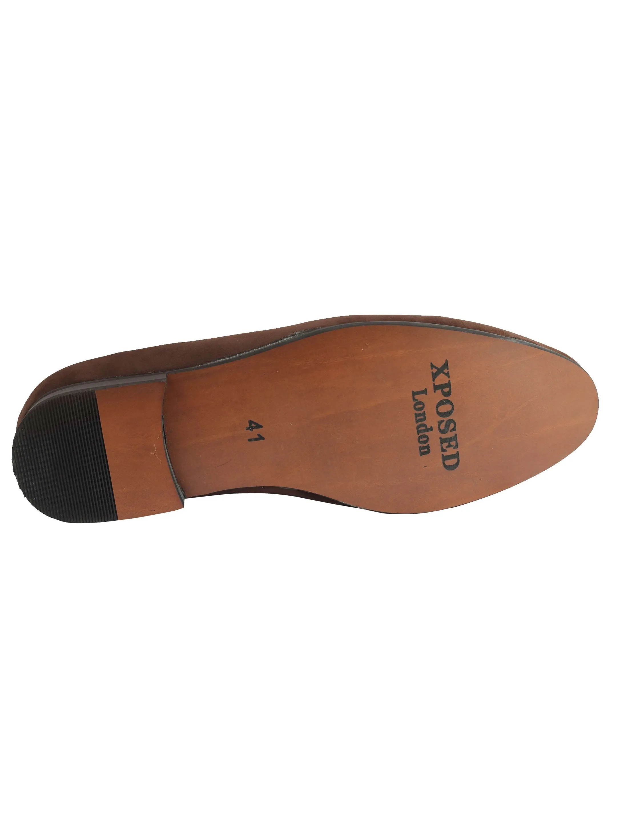 FAUX VELVET EMBROIDERY SUEDE LEATHER LOAFERS IN BROWN