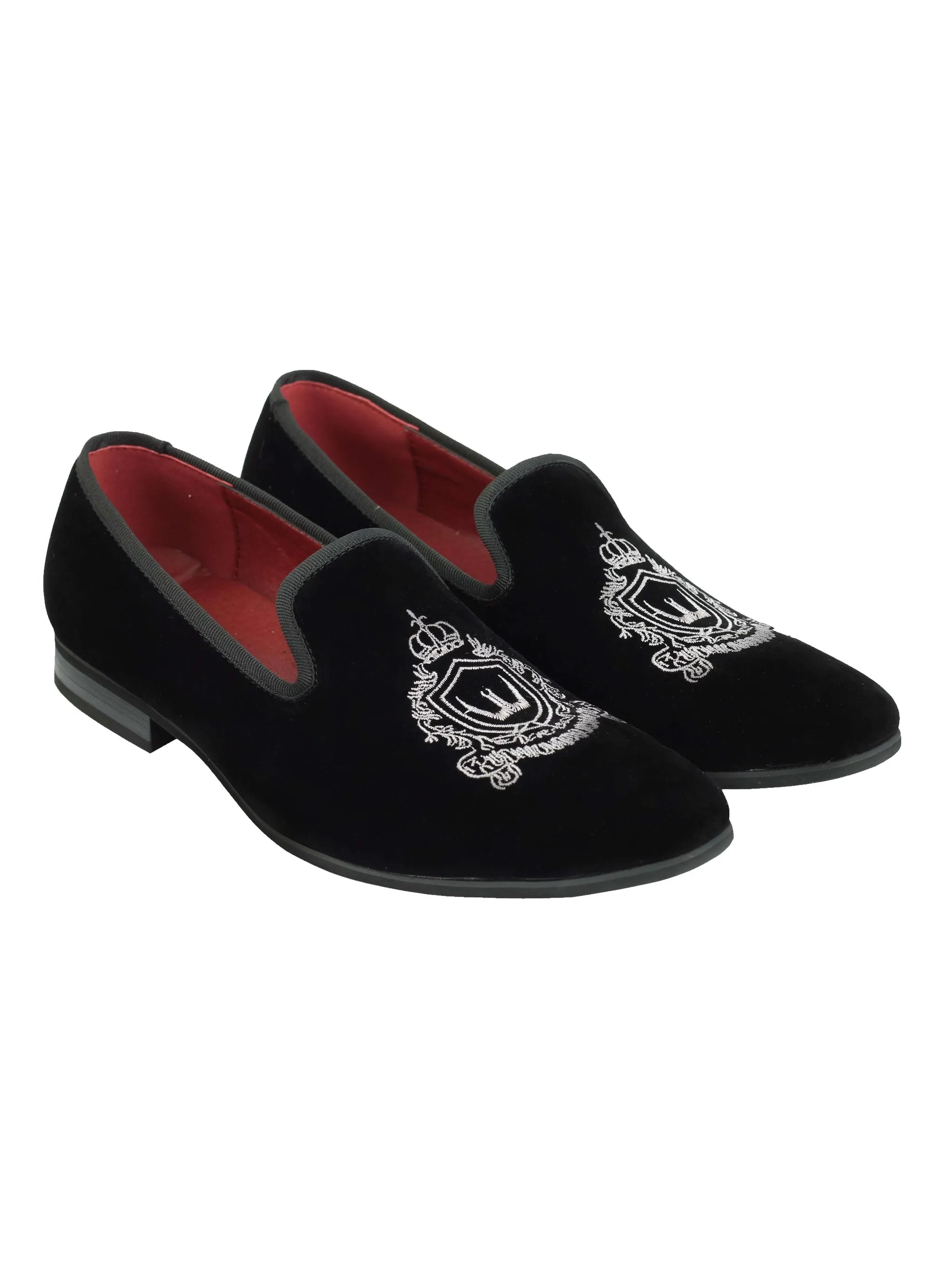 FAUX VELVET EMBROIDERY SUEDE LEATHER LOAFERS