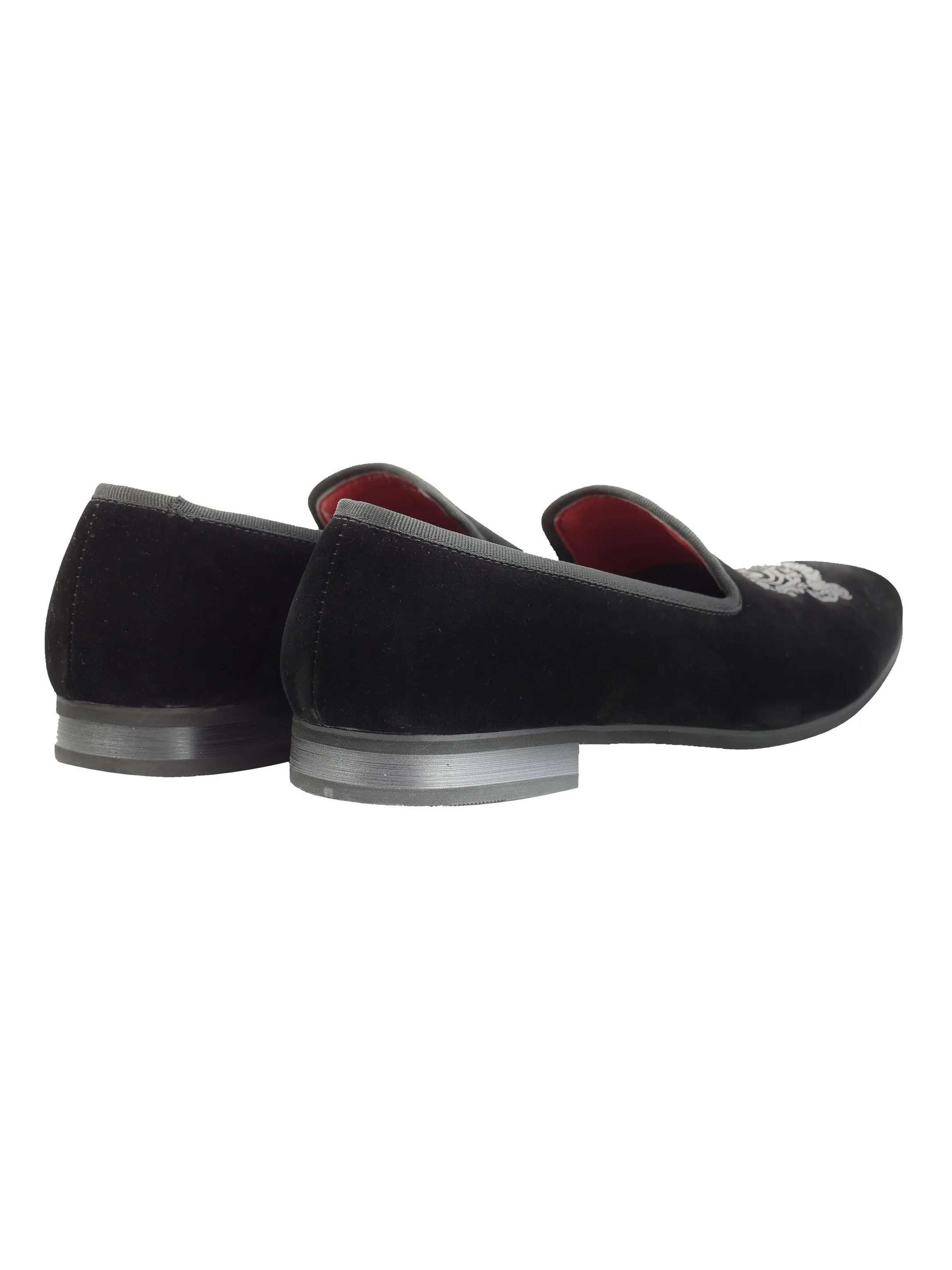 FAUX VELVET EMBROIDERY SUEDE LEATHER LOAFERS