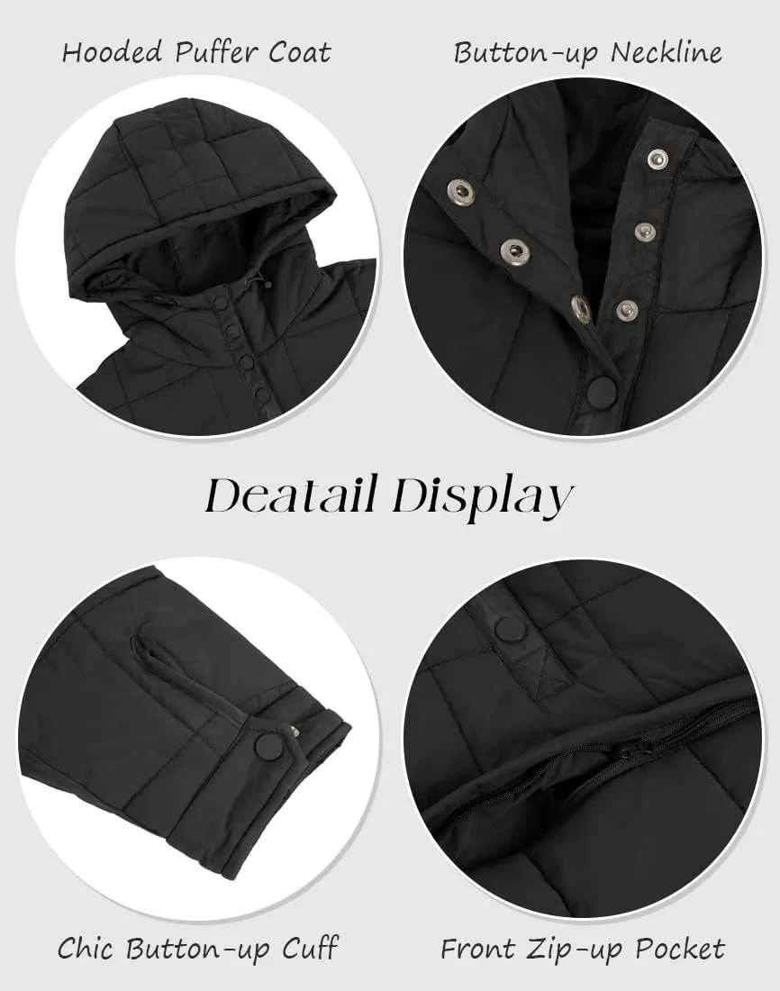 Fazortev Womens Oversized Puffer Jacket Quilted Dolman Hoodies Pullover Long Sleeve Lightweight Warm Tops Coat