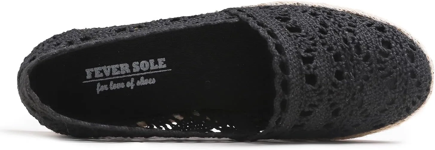 FEVERSOLE Close Toe Espadrilles Women's Comfort Breathable Slip On Flats Shoes