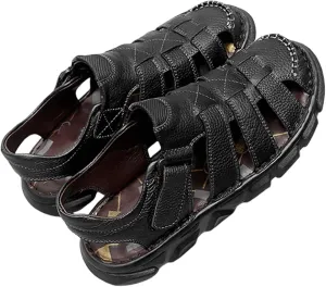Fisherman Sandals Men's Causal Leather Outdoor Sport Walking Hiking Loafers Summer Beach Sandals Closed Toe