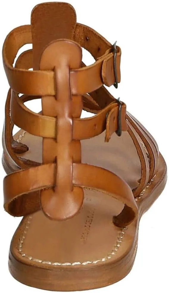 Flat Gladiator Sandals for Women Handmade in Italy in Cuir Leather