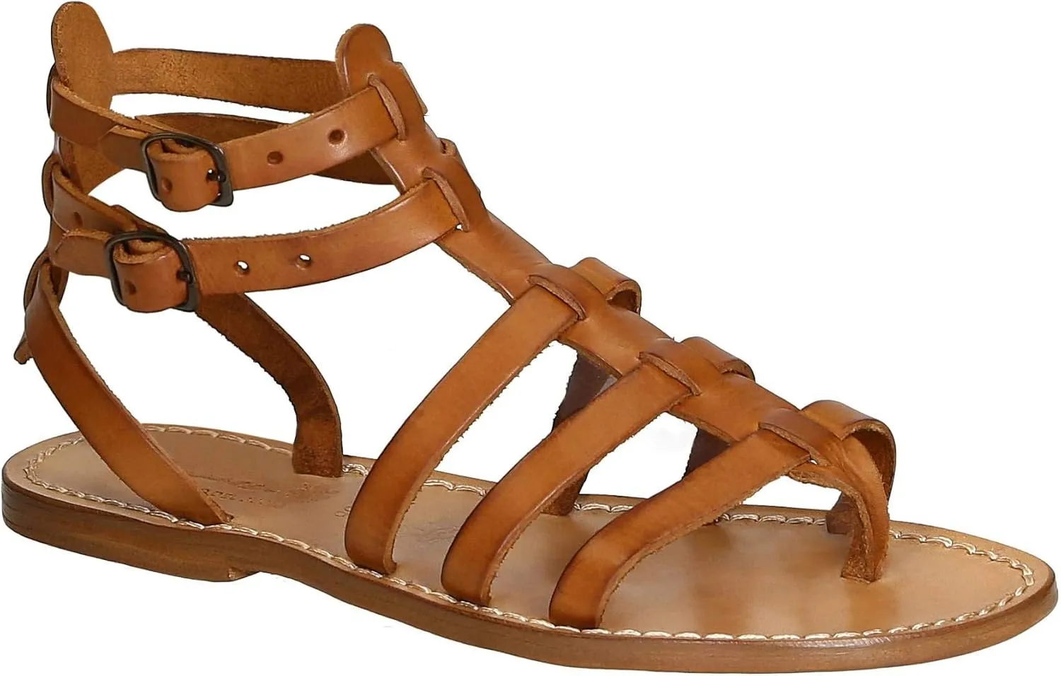 Flat Gladiator Sandals for Women Handmade in Italy in Cuir Leather