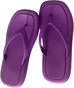 Flip Flops for Women Trendy Solid Color Beach Sandals Comfortable Anti Slip Sandal Square Toe Flip Flops for Outdoor Indoor