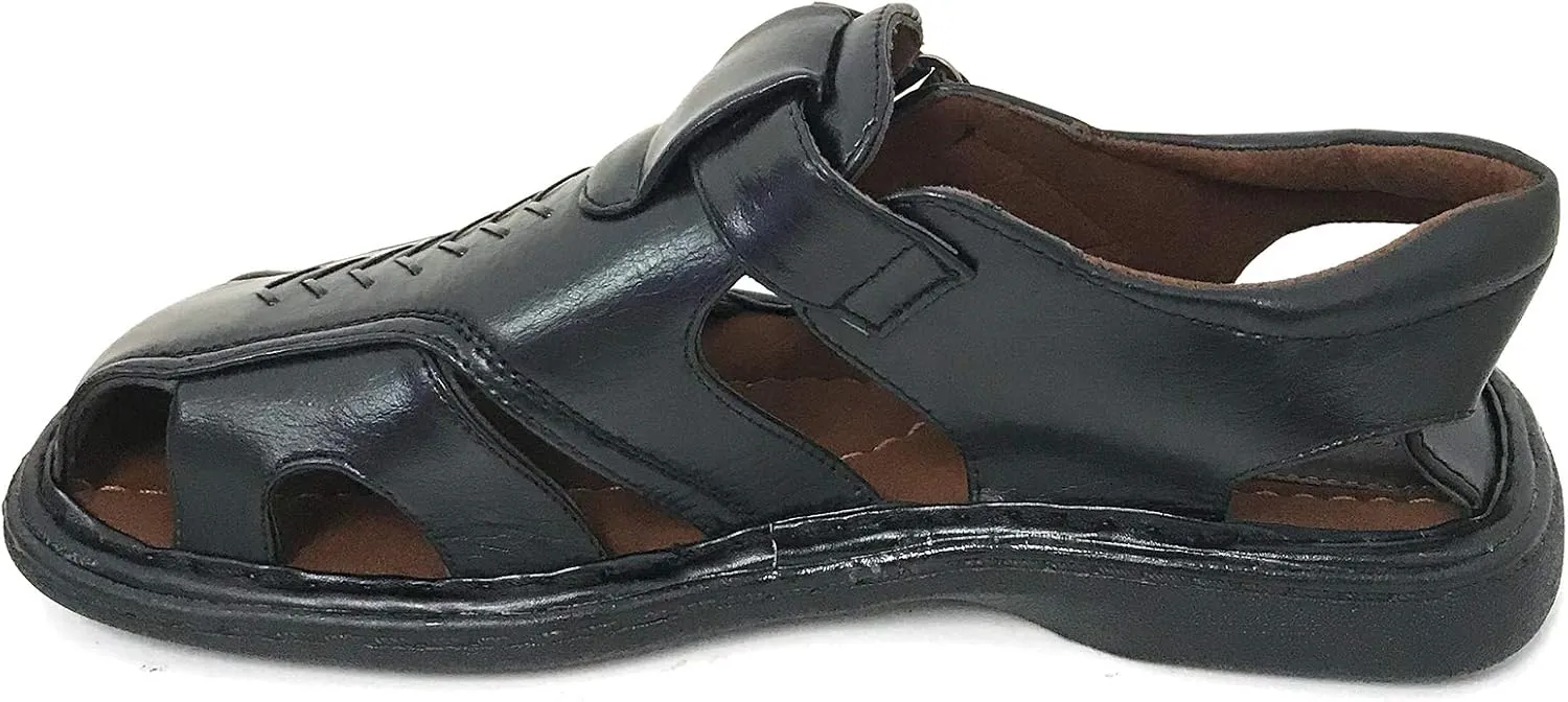 FLS Men's Sandals Closed Toe Adjustable Strap Buckle Fisherman Casual