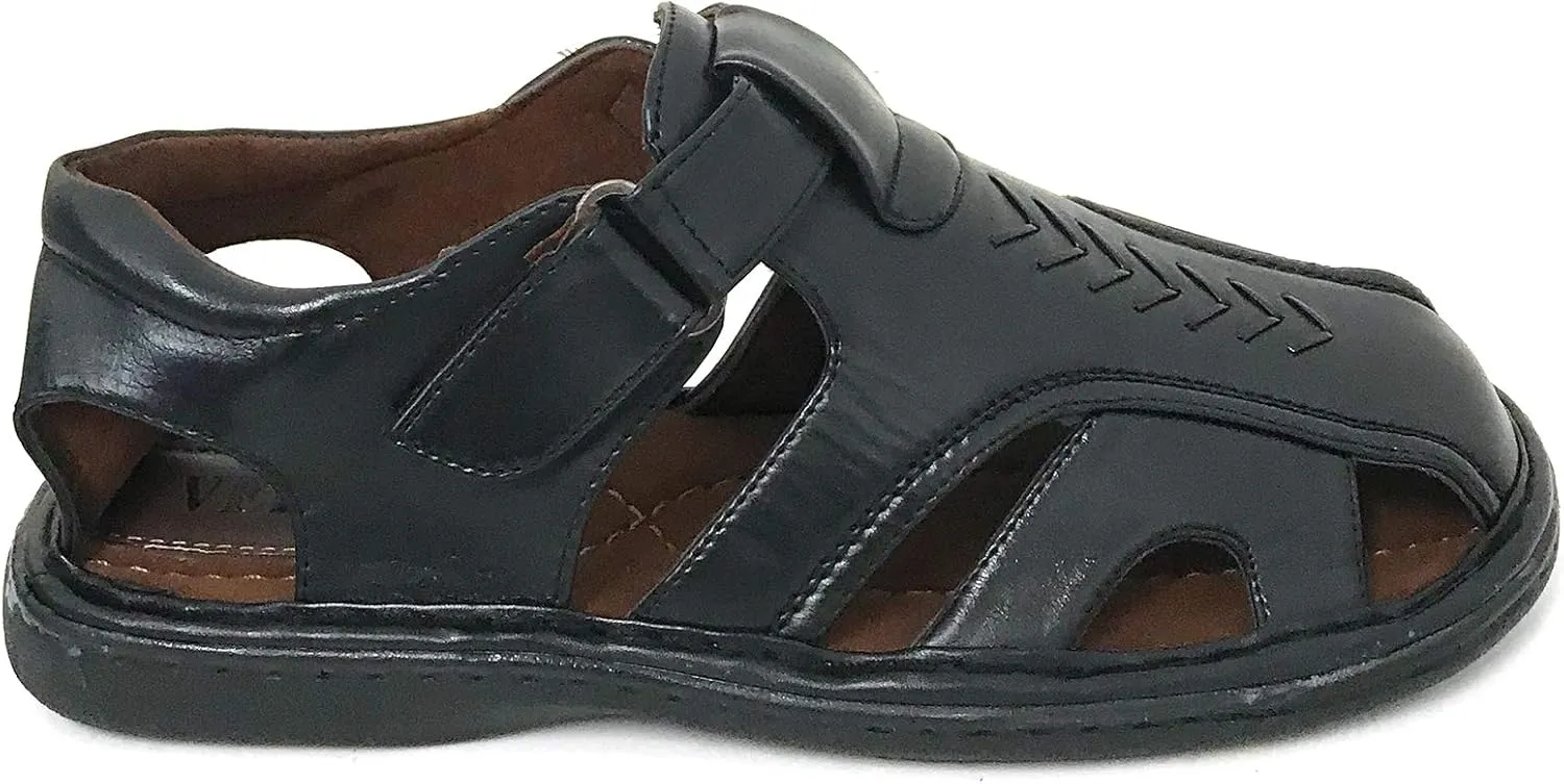 FLS Men's Sandals Closed Toe Adjustable Strap Buckle Fisherman Casual