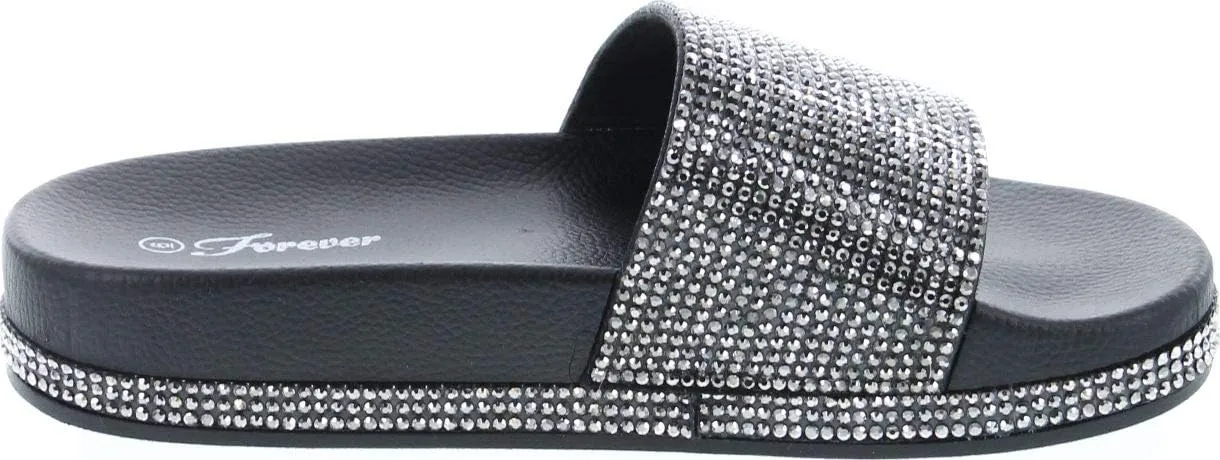 Forever Link Viste-07 Glitter Slide in PVC Molded Footbed Flatform Sandal Slippers