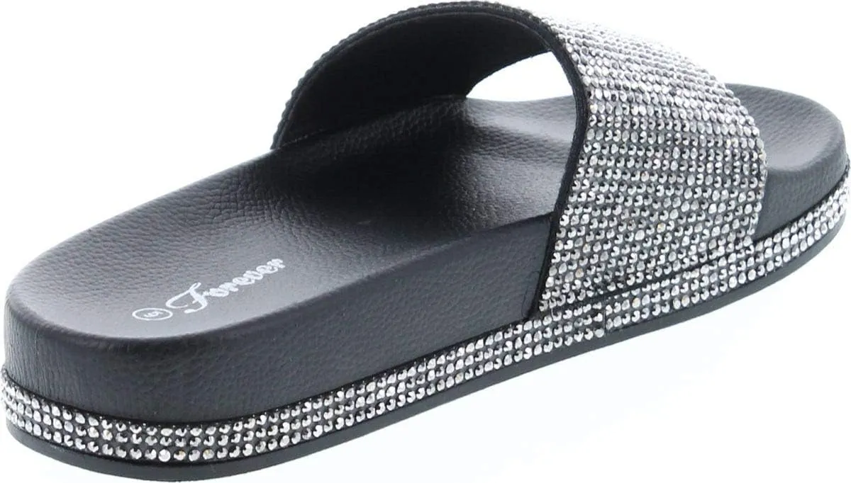 Forever Link Viste-07 Glitter Slide in PVC Molded Footbed Flatform Sandal Slippers